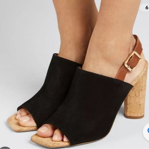 Veronica Beard Black and Brown Heels with Cork Heel - Picture 1 of 13